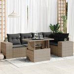 vidaXL Salon de jardin 6 Pièces avec coussins gris résine tressée