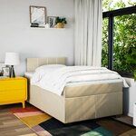 vidaXL Sommier à lattes de lit avec matelas crème 120x190 cm tissu