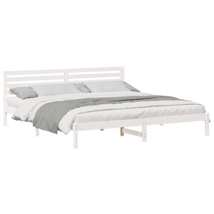 vidaXL Cadre de lit avec tête de lit Blanc 200 x 210 cm Pin massif