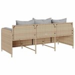 vidaXL Canapé de jardin avec coussins 3 places beige résine tressée