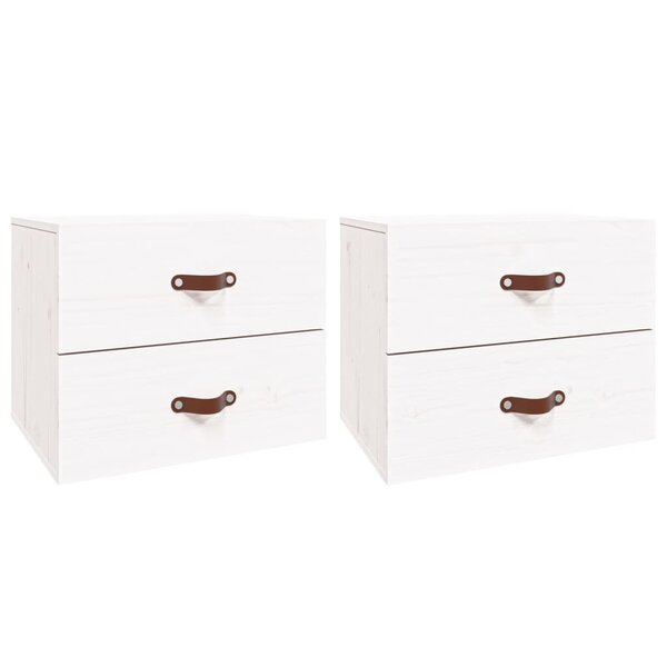 vidaXL Tables de chevet murales 2 Pièces Blanc 50x36x40 cm