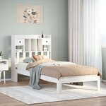 vidaXL Lit bibliothèque sans matelas blanc 90x200cm bois de pin massif