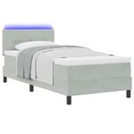 vidaXL Lit à ressort LED avec matelas Gris clair 100 x 200 cm Velours