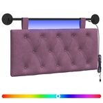 vidaXL Tête de lit suspendue Avec lumière LED Pourpre Velours