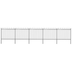 Vidaxl clôture de jardin avec dessus en cerceau acier 8 5 x 1 5 m noir