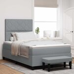 vidaXL Lit à ressorts avec matelas Gris clair 120 x 190 cm tissu