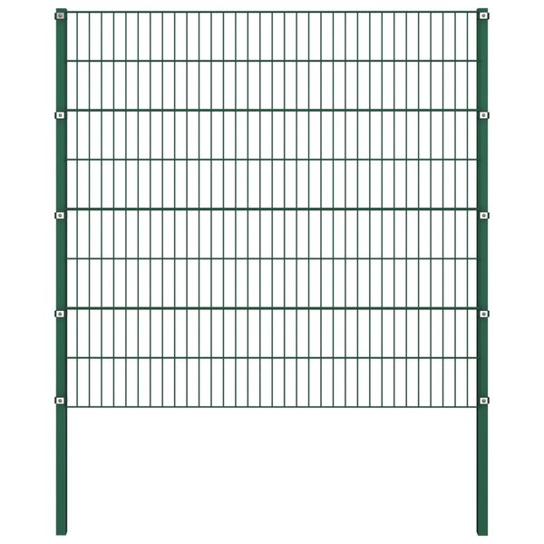vidaXL Panneau de clôture avec poteaux Fer 1 7 x 1 6 m Vert