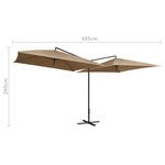 vidaXL Parasol double avec mât en acier 250 x 250 cm Taupe