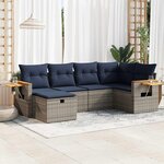 vidaXL Salon de jardin 6 Pièces avec coussins gris résine tressée