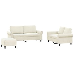 vidaXL Ensemble de canapés 3 Pièces avec coussins Crème Velours