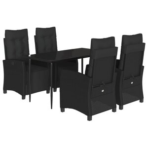 vidaXL Ensemble à manger de jardin coussins 5Pièces Noir Résine tressée