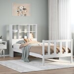 vidaXL Lit bibliothèque sans matelas blanc 90x200cm bois de pin massif