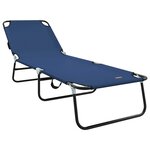 vidaXL Chaise longue pliante 1-personne Bleu 56 x 189 x 87 cm tissu