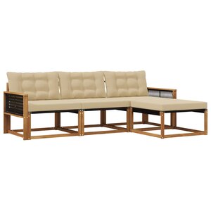 vidaXL Ensemble de canapés d'extérieur 4 Pièces Naturel et Beige