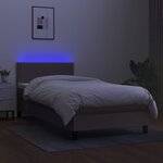 vidaXL Sommier à lattes de lit avec matelas LED Taupe 100x200 cm Tissu