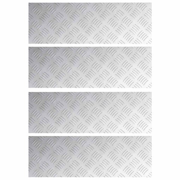 vidaXL Plaques à damier 4 Pièces Argent 60 x 20 cm Aluminium