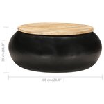 Vidaxl table basse noir 68x68x30 cm bois de manguier solide
