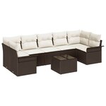 vidaXL Ensemble de canapé de jardin avec coussin 8 Pièces Marron  Crème