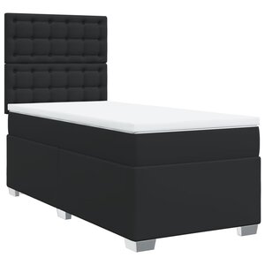 vidaXL Sommier à lattes de lit avec matelas Noir 100x200 cm Similicuir