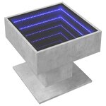 vidaXL Table basse avec LED gris béton 50x50x45 cm bois d'ingénierie