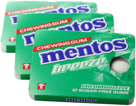 Mentos Gum Breeze Chlorophylle (lot économique de 3 paquets)