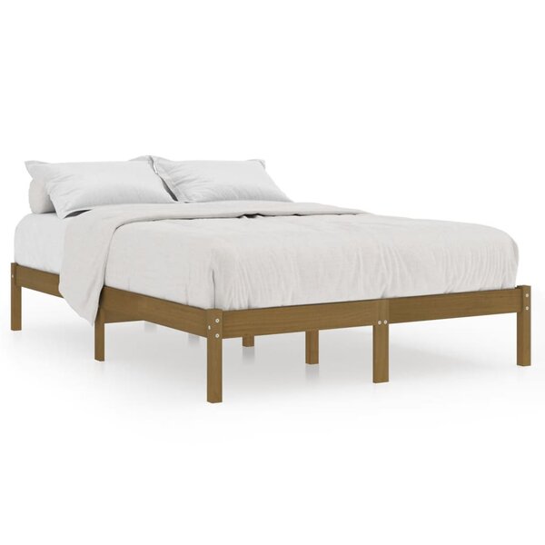 vidaXL Cadre de lit Marron miel Bois de pin massif 140x190 cm