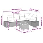 vidaXL Set de Canapé de Jardin 6 Pièces avec Coussins Beiges en Rattan Poly Acacia