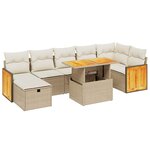 vidaXL Salon de jardin avec coussins 8 Pièces beige résine tressée