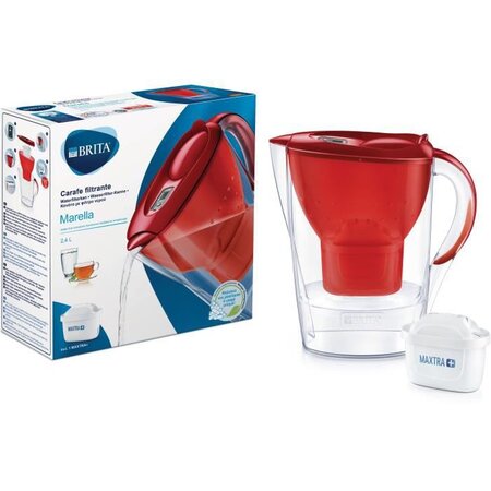 BRITA Carafe filtrante MARELLA Rouge + 1 Cartouche de rechange