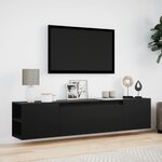 vidaXL Meuble TV mural avec LED noir 180x31x39 5 cm