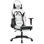 vidaXL Chaise de jeu avec repose-pied Blanc et noir Similicuir