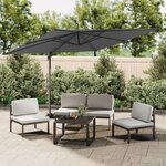 vidaXL Parasol cantilever à LED Anthracite 400x300 cm