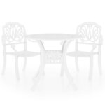 vidaXL Ensemble de bistro 3 Pièces Aluminium coulé Blanc