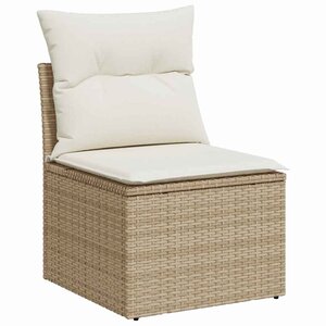vidaXL Ensemble de canapé de jardin 3 Pièces Beige et blanc Poly rotin
