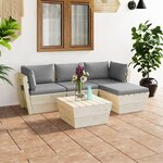vidaXL Salon de jardin palette 5 Pièces avec coussins bois d'épicéa