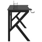 vidaXL Bureau de jeu avec pieds en forme de K Noir 110x60x75 cm