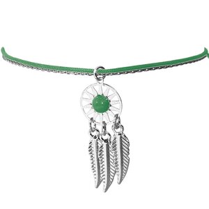 Bracelet vert pour femme fantaisie thème indien argentée