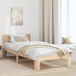 vidaXL Cadre de Lit avec Tête de Lit 75x190 cm en Bois de Pin Massif