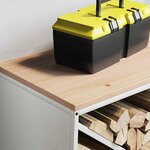 vidaXL Étagère à bois de chauffage avec plateau en bois blanc