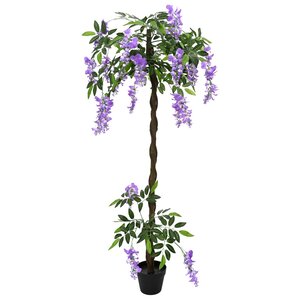 vidaXL Arbre à fleurs en haricot artificiel Pourpre 80 x 18 x 160 cm