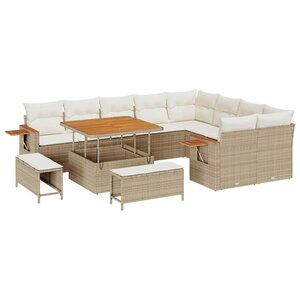 vidaXL Ensemble de canapé de jardin 12 Pièces Beige Poly rotin