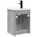 vidaXL Meuble de salle de bain avec robinet Sonoma gris