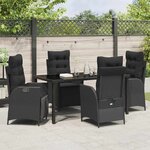 vidaXL Ensemble de salle à manger pour jardin 5 Pièces Noir Poly rotin