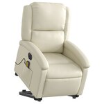 vidaXL Fauteuil inclinable de massage électrique crème similicuir