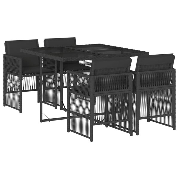 vidaXL Ensemble à manger de jardin coussins 5Pièces Noir Résine tressée