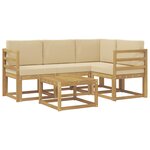 vidaXL Ensemble de canapés d'extérieur 5 pc Blanc et Beige