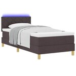 vidaXL Lit à ressort LED avec matelas Marron foncé 90 x 190 cm tissu