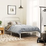 vidaXL Cadre de lit métal sans matelas et tête de lit blanc 100x190 cm