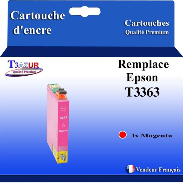T3AZUR - Cartouche Compatible avec Epson T3363  (33XL) remplace Expression Premium XP-7100 XP-540 XP-530 XP-830 XP-900 XP-640 XP-630 XP-635 XP-645 - Magenta