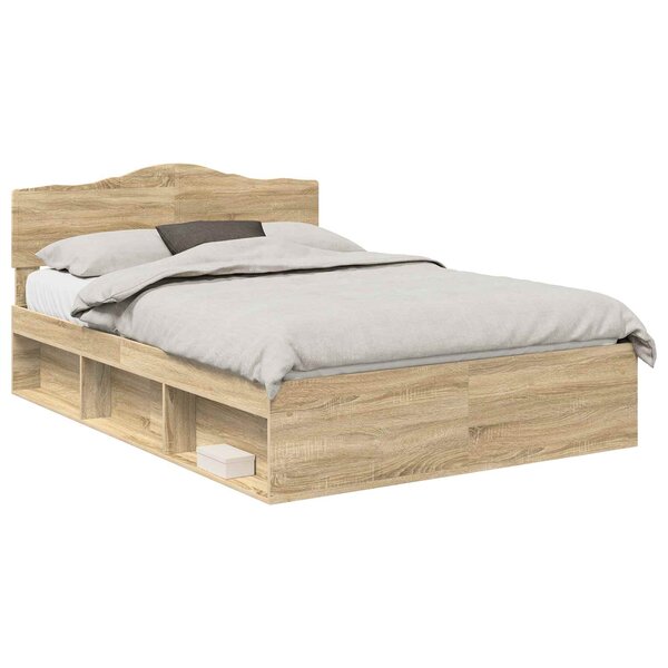 vidaXL Cadre de lit Sonoma 140 x 190 cm Bois de pin massif